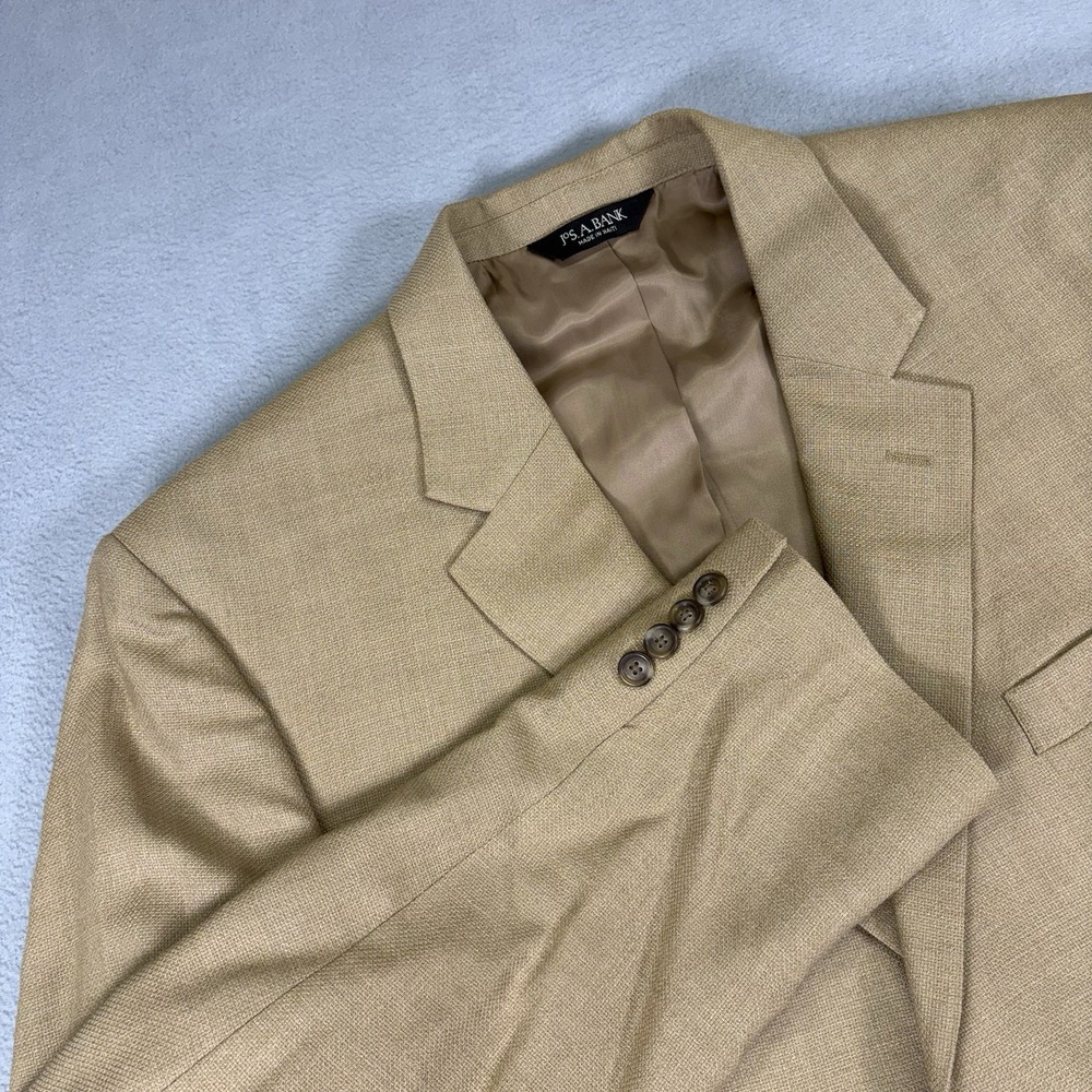 Jos A Bank Executive Blazer Mens 46 Long 46L Tan Silk Wool Sport Coat NWT